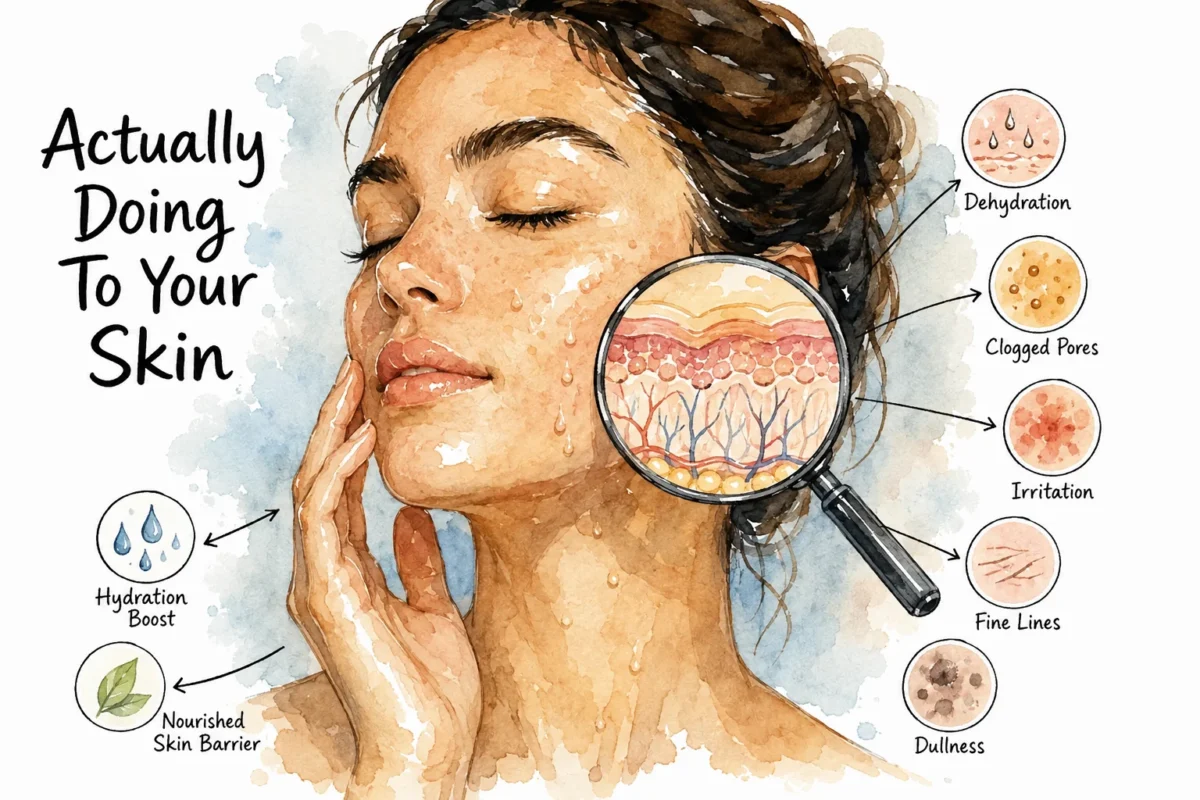 Slow Beauty routine with simple skincare and calm self-care