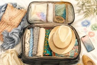 Packing For Two Weeks In One Carry-On travel wardrobe illustration